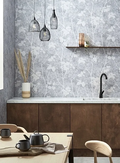 kitchen grey wallpaper